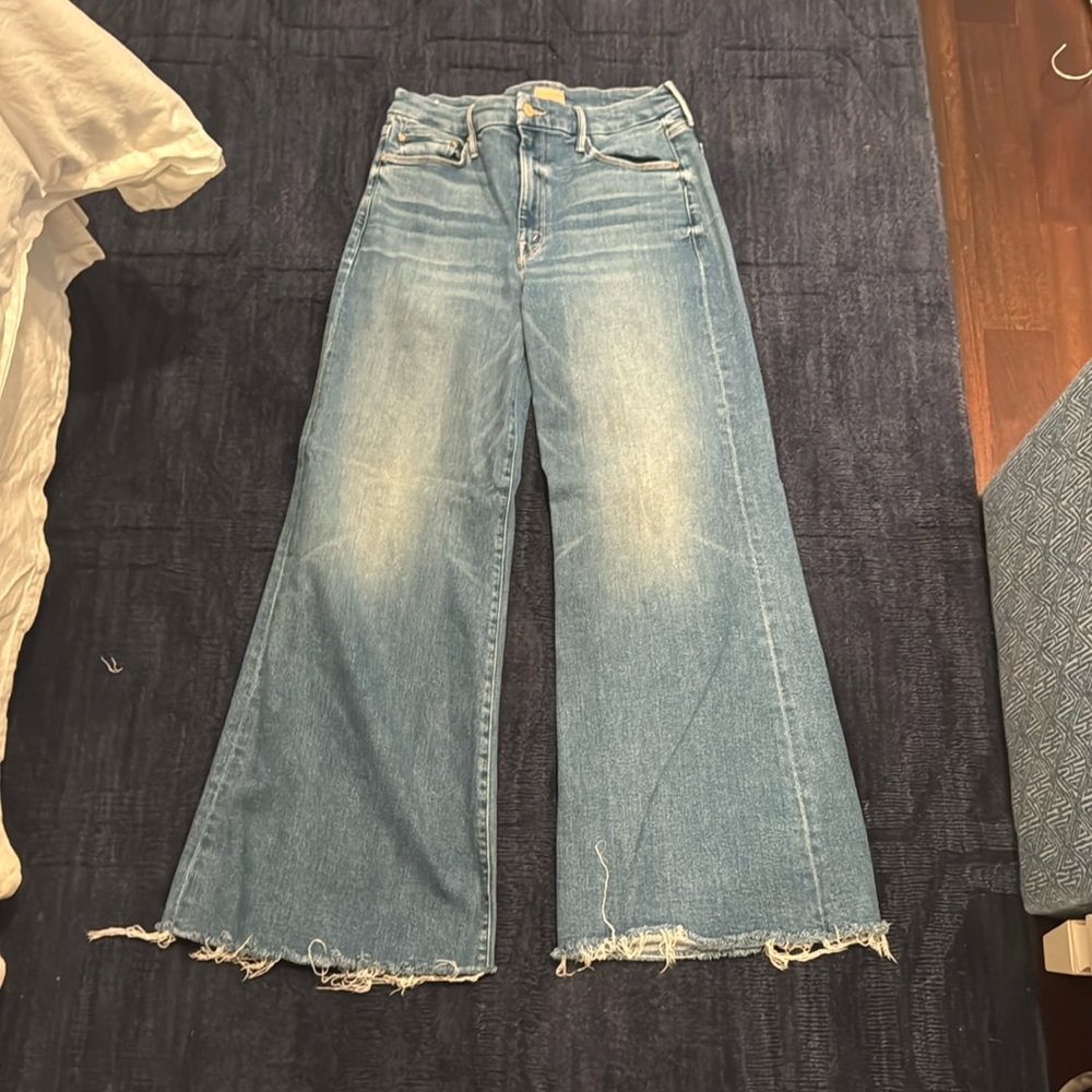MOTHER Blue Wide-Leg Jeans